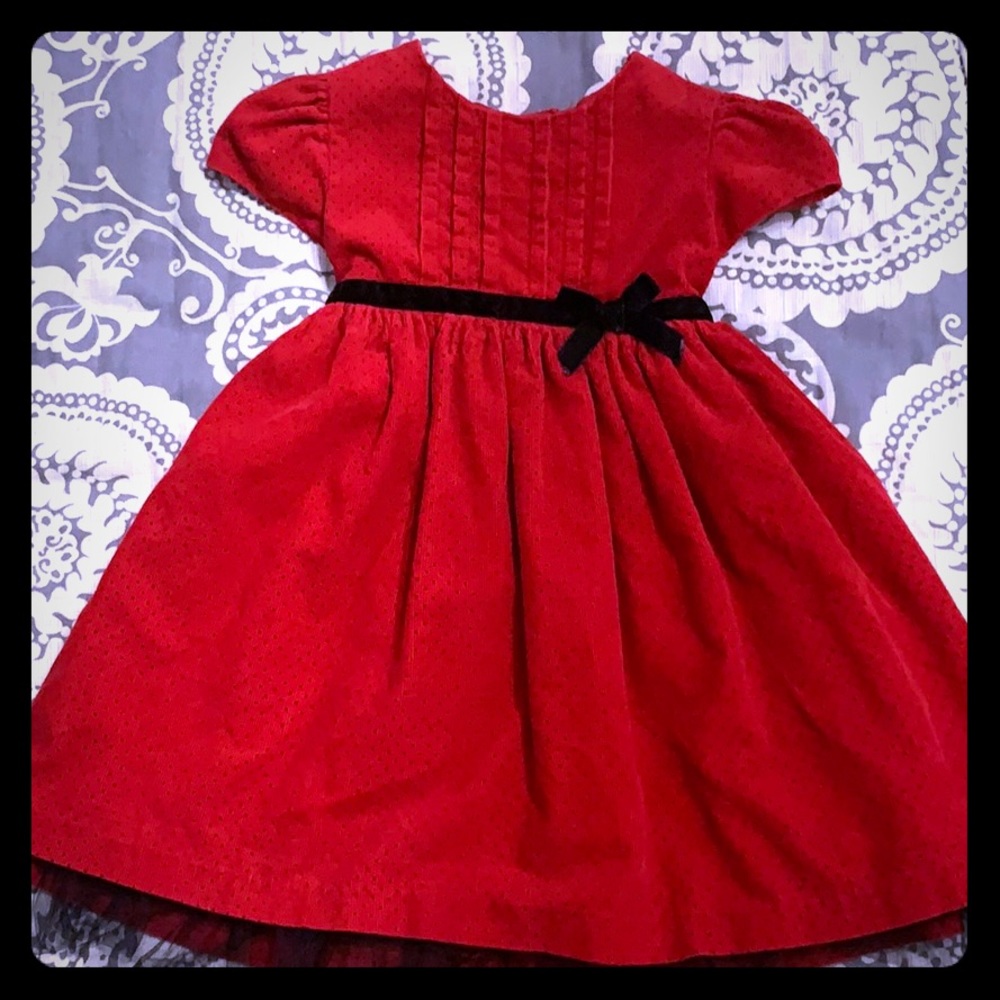 Red with a black dots Corduroy Dress